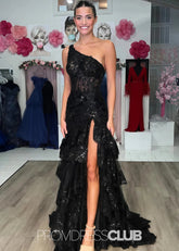 Myrna | A Line Sequin - Embroidery Light Purple Long Formal Dress - Price #price_variant_lowest# - Black - PromDressClub